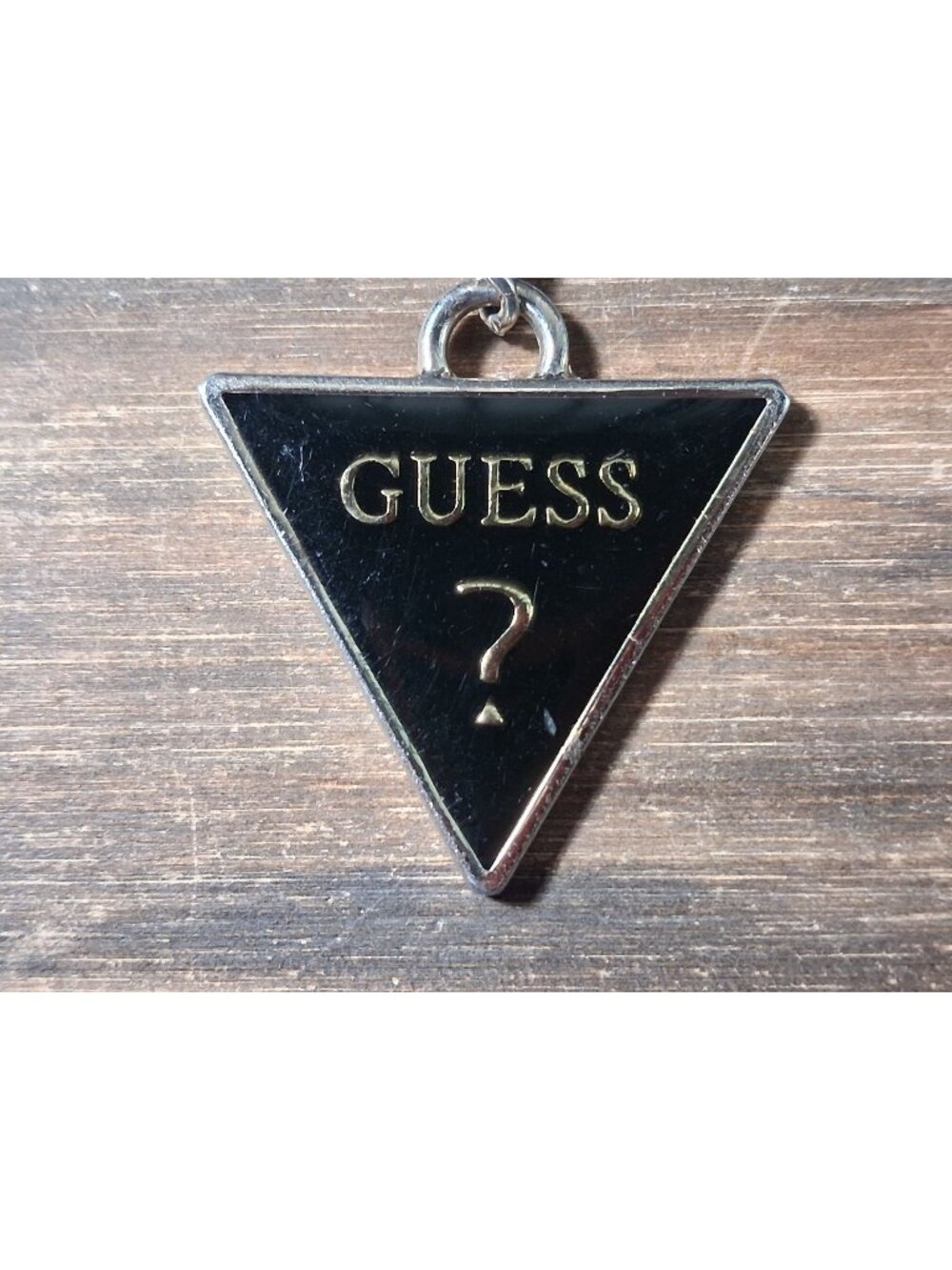 Vintage GUESS Charm Hang Tag Pull Black Triangle Logo